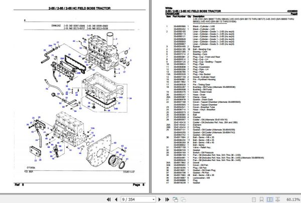 White Field Boss Tractor 2 55 2 65 2 65 HC Parts Catalog 43336500 2
