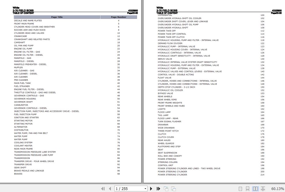 White Field Boss Tractor 2 70 Parts Catalog 43325900 1