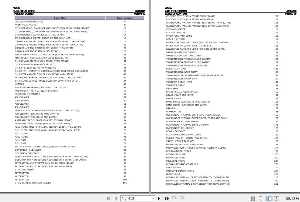 White Field Boss Tractor 2 85 Parts Catalog 43324300 1