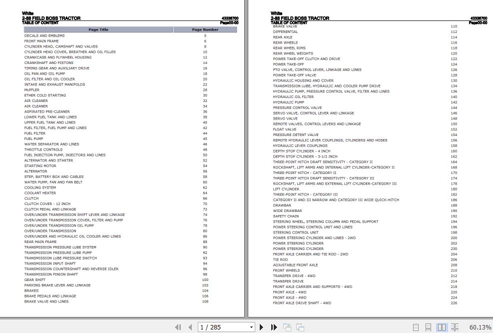 White Field Boss Tractor 2 88 Parts Catalog 43336700 1