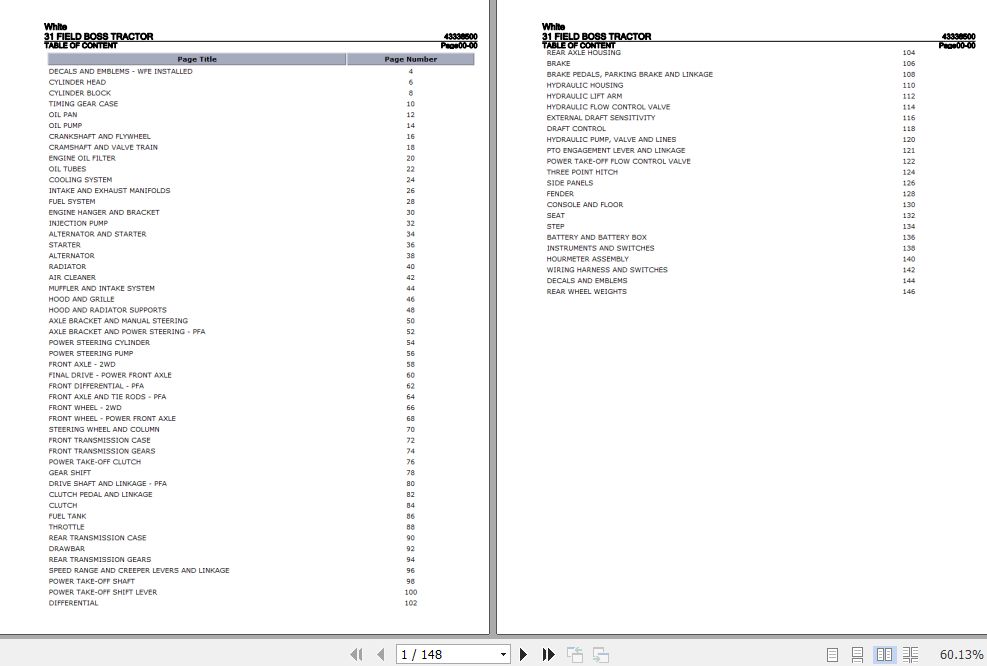 White Field Boss Tractor 31 Parts Catalog 43338500 1