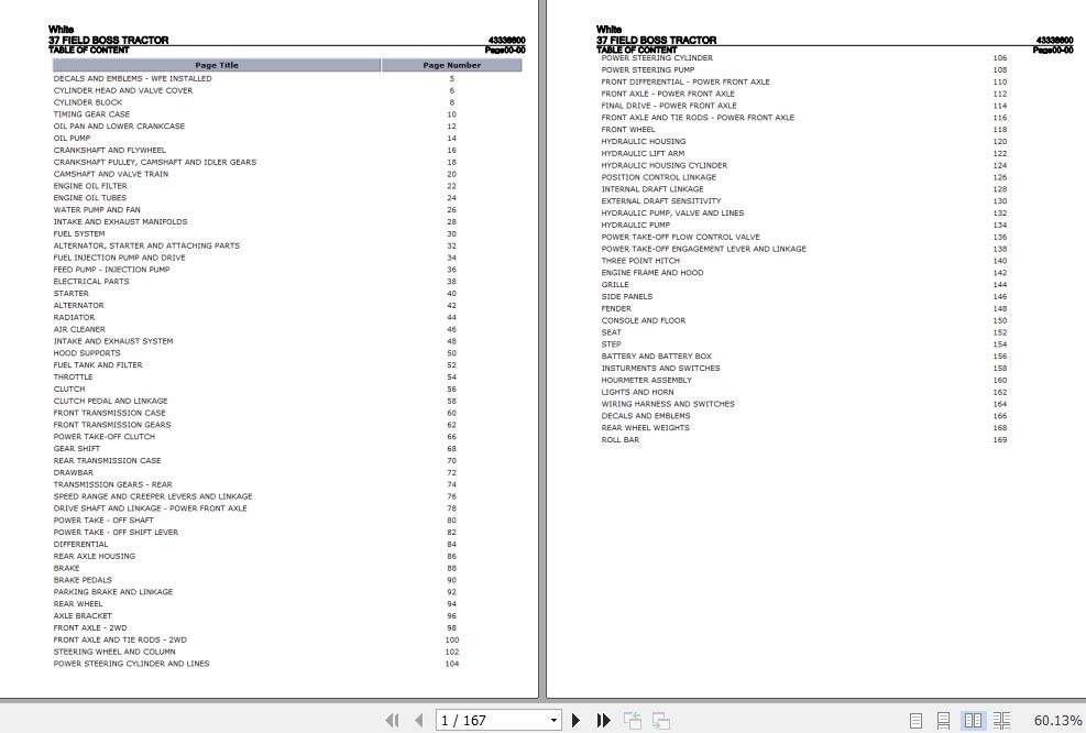 White Field Boss Tractor 37 Parts Catalog 43338600 1
