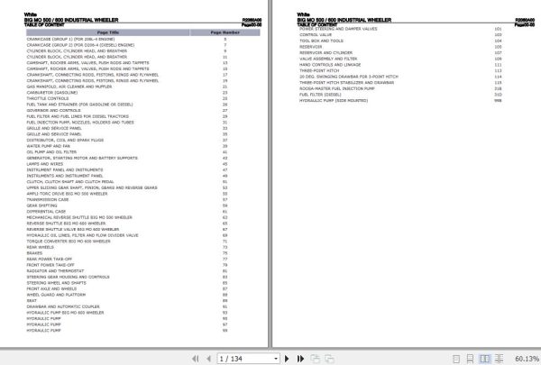 White Industrial Wheeler BIG MO 500 600 Parts Catalog R2060A00 1