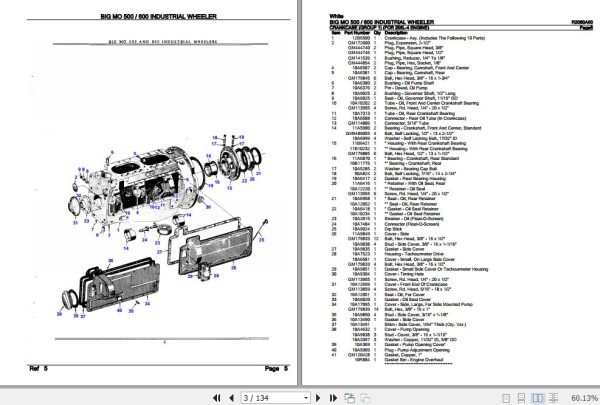 White Industrial Wheeler BIG MO 500 600 Parts Catalog R2060A00 2