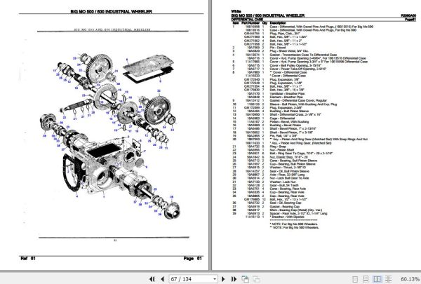 White Industrial Wheeler BIG MO 500 600 Parts Catalog R2060A00 3