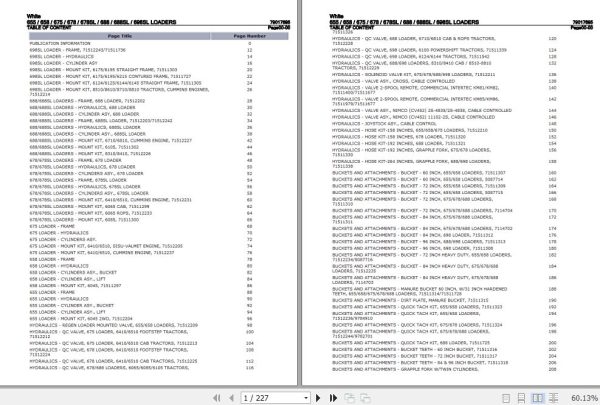 White Loaders 655 658 675 678 678SL 688 688SL 698SL Parts Catalog 79017695 1