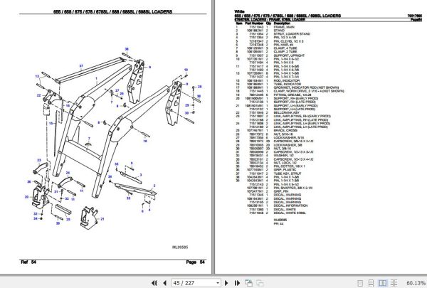 White Loaders 655 658 675 678 678SL 688 688SL 698SL Parts Catalog 79017695 3