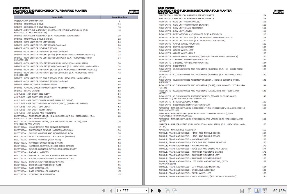 White Planters 8302Rigid 8342Flex Parts Catalog 00725886