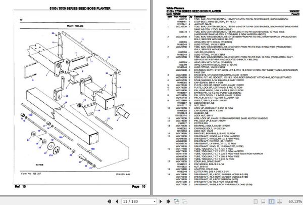 White Seed Boss Planter 5100 5700 Series Parts Catalog W438257 2