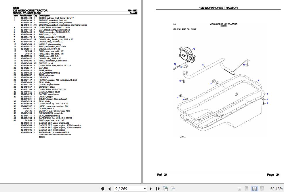 White Tractor 125 Workhorse Parts Catalog 79014462