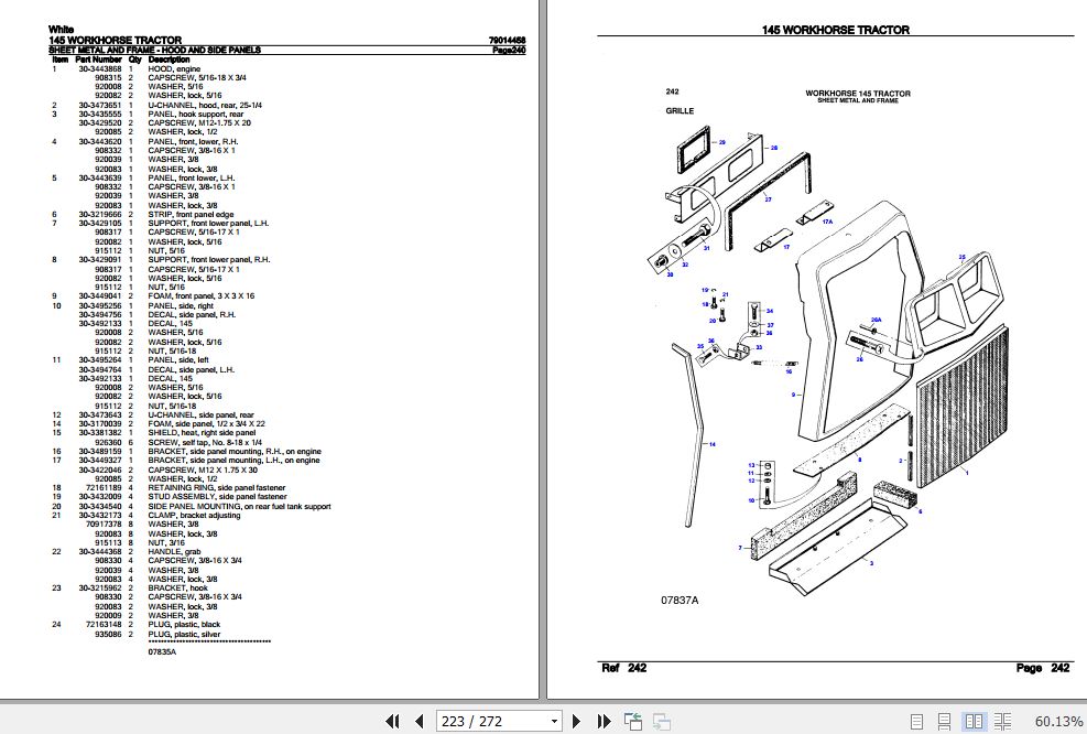 White Tractor 145 Workhorse Parts Catalog 79014458