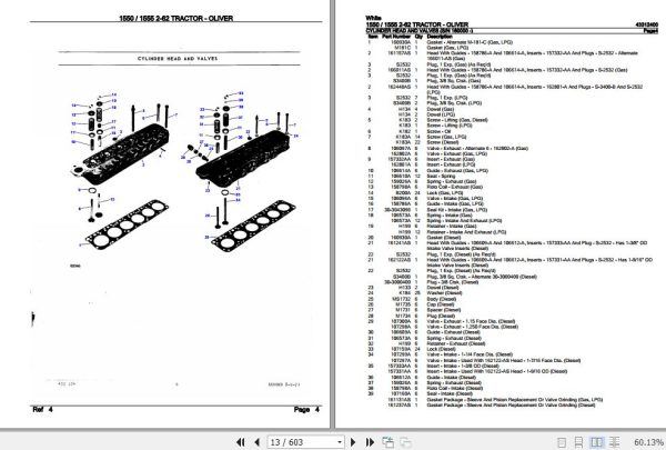 White Tractor 1550 1555 2 62 Parts Catalog 43312400 2
