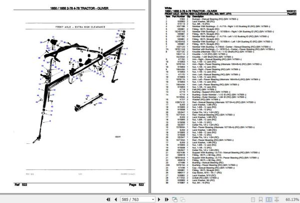White Tractor 1650 1655 2 78 4 78 Parts Catalog W433121 3