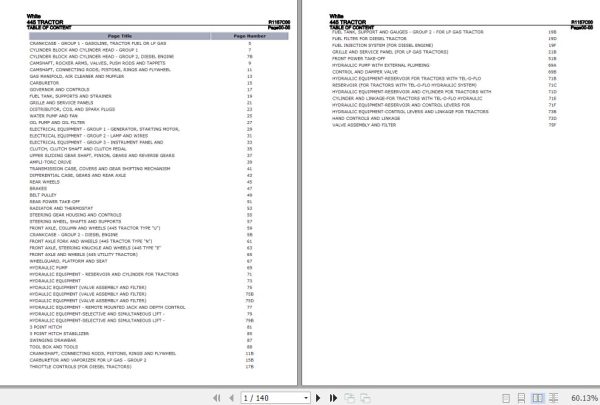 White Tractor 445 Parts Catalog R1157C00 1