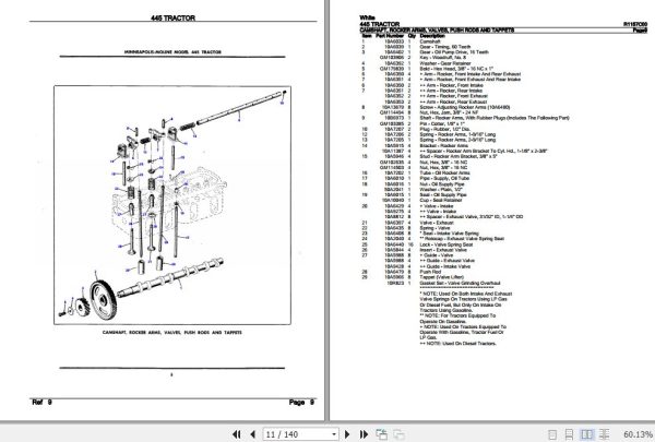 White Tractor 445 Parts Catalog R1157C00 2