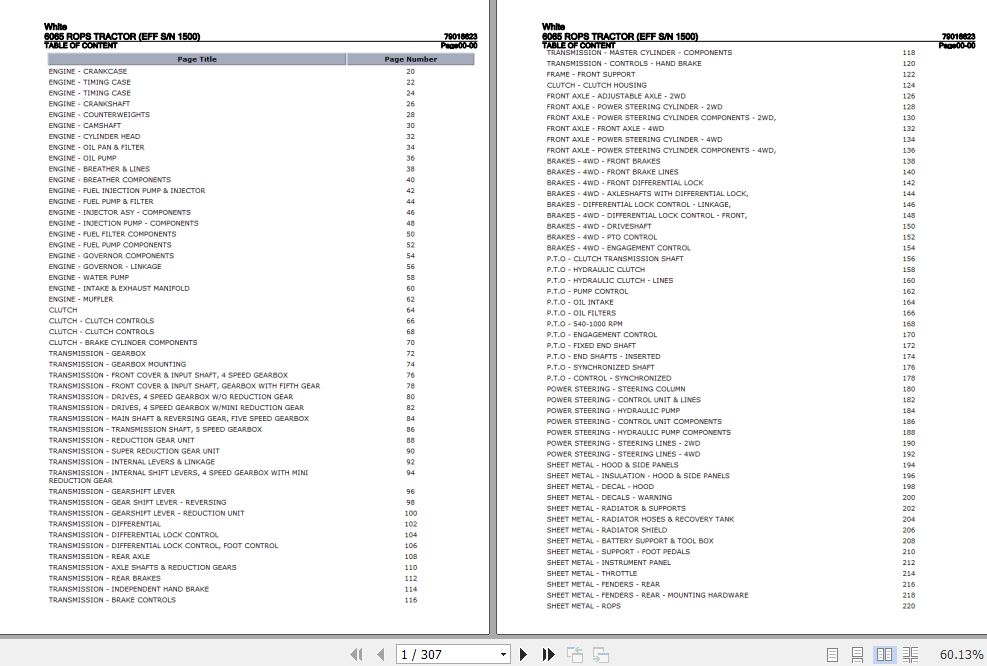 White Tractor 6065 ROPS Parts Catalog 79016623 1