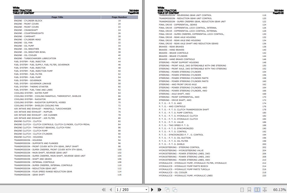 White Tractor 6090 Parts Catalog 79016484 1