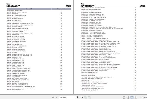 White Tractor 6124 6144 Parts Catalog 79016351 1