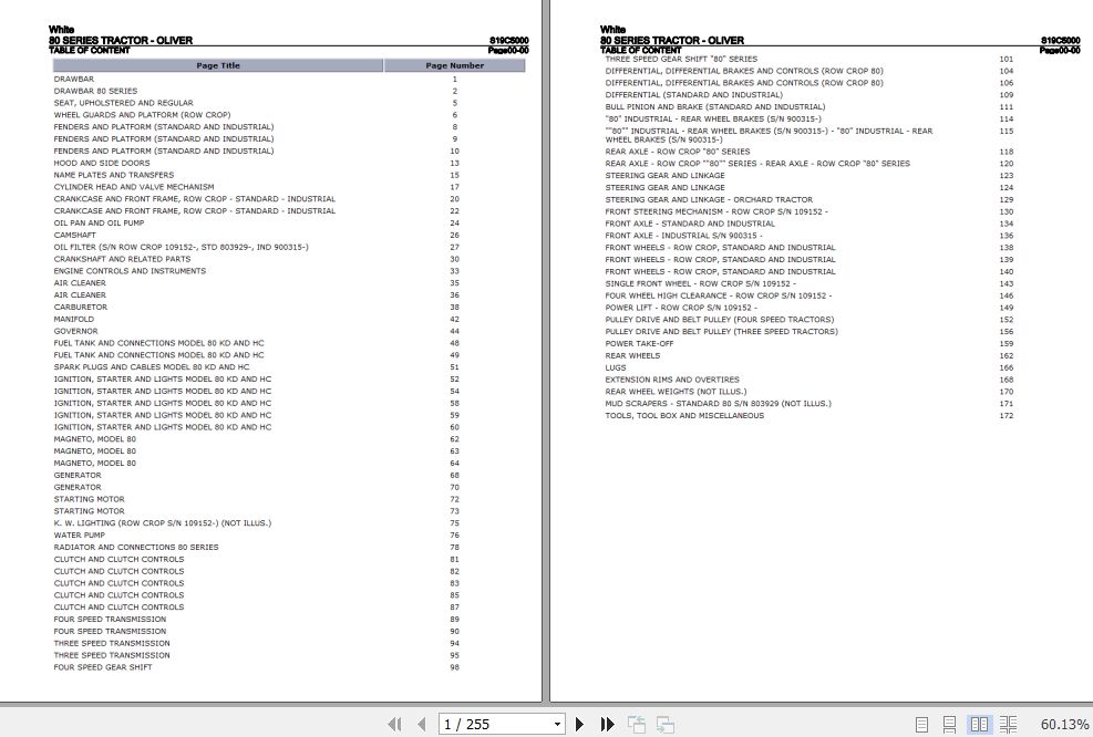 White Tractor 80 Series Parts Catalog S19C5000 1