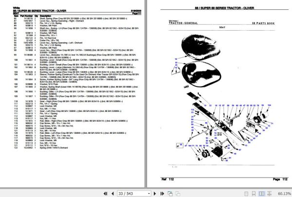 White Tractor 88 Super 88 Series Parts Catalog S19K5000 2
