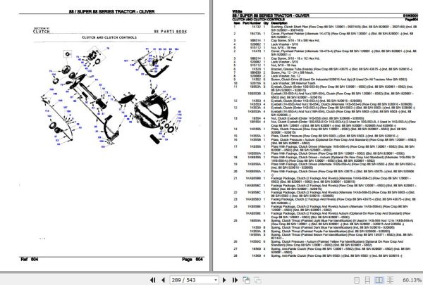 White Tractor 88 Super 88 Series Parts Catalog S19K5000 3