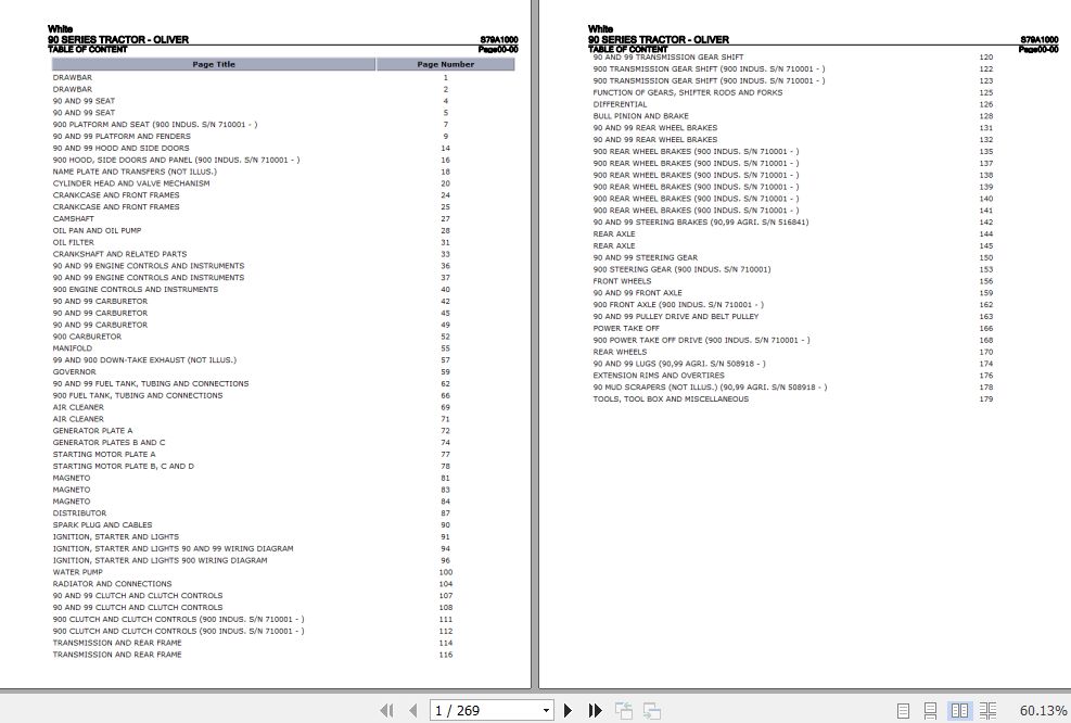 White Tractor 90 Series Parts Catalog S79A1000 1