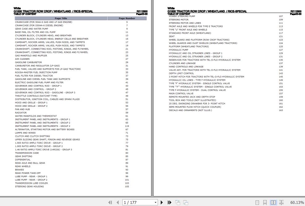 White Tractor G1000 Parts Catalog R2112B00 1
