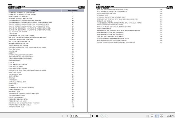 White Tractor G1000 VISTA Parts Catalog R2154000 1