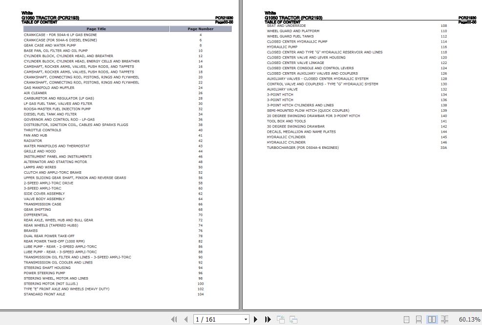 White Tractor G1050 Parts Catalog PCR21930 1