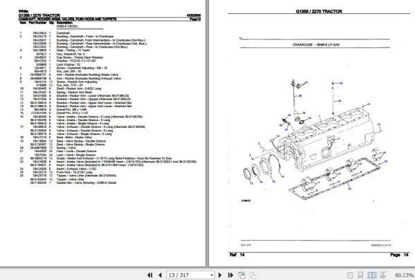 White Tractor G1355 2270 Parts Catalog 43322500 2