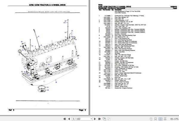 White Tractor G705 G706 Wheel Drive 2 4 Parts Catalog R2069A00 2