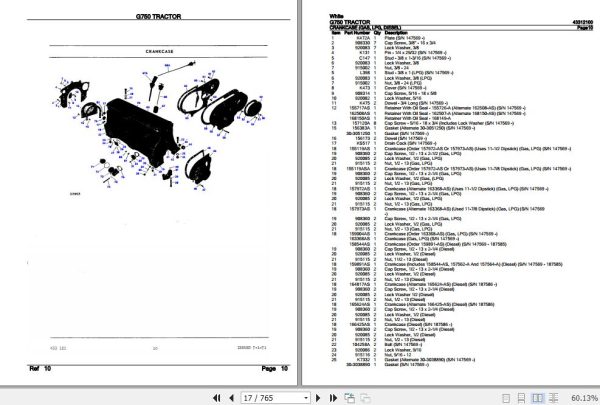 White Tractor G750 Parts Catalog 43312100 2