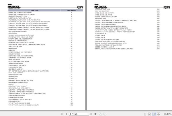 White Tractor G950 Parts Catalog PCR22070 1
