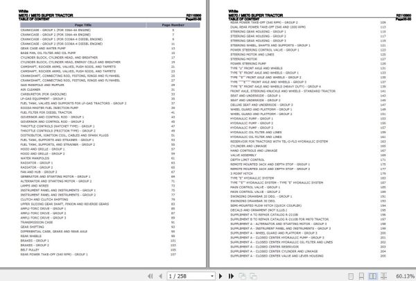 White Tractor M670 M670 Super Parts Catalog R2110B00 1