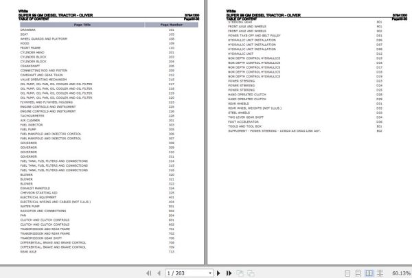 White Tractor SUPER 99 GM Diesel Parts Catalog S79A1300 1