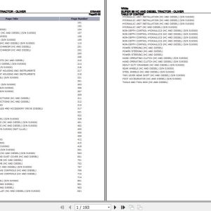 White Tractor SUPER 99 HC and Diesel Parts Catalog S79AI400 1