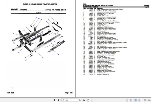 White Tractor SUPER 99 HC and Diesel Parts Catalog S79AI400 2
