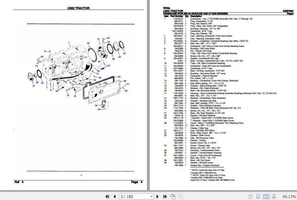 White Tractor U302 Parts Catalog R2097B00 2