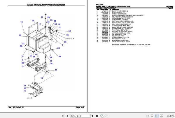 Willmar Liquid Sprayer Chassis Eagle 8650 Parts Catalog WR128688 2