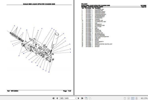 Willmar Liquid Sprayer Chassis Eagle 8650 Parts Catalog WR128688 3