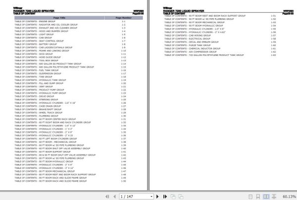 Willmar Liquid Sprayer Ranger 7200 Parts Catalog WRP0393 1