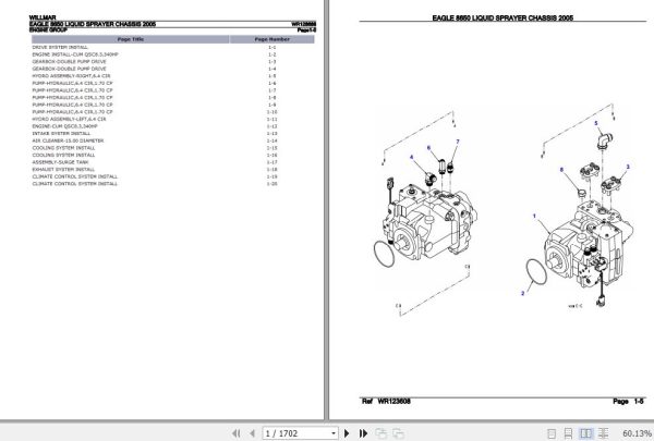 Willmar Liquid Sprayer System Eagle 8650 Parts Catalog WR128688 1