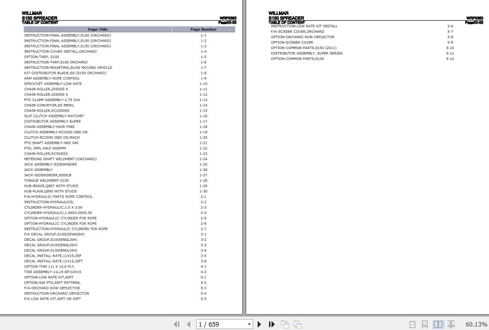 Willmar Spreader S150 Parts Catalog WRP0363 1
