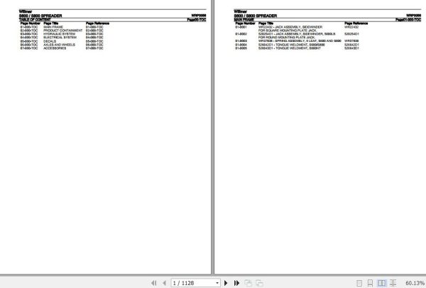 Willmar Spreader S600 S800 Parts Catalog WRP0056 1