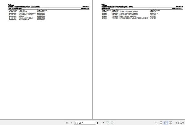 Willmar Spreader SS600 SS800B Parts Catalog WR330118 1