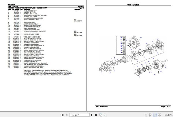 Willmar Tender 1600 Parts Catalog WRP0411 3