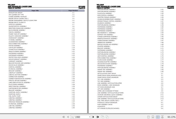Willmar Wrangler Loader 4550 Parts Catalog WR134906 1
