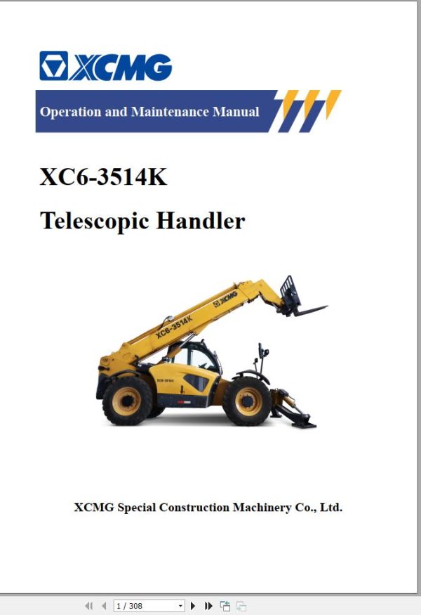 XCMG Telescopic Handler XC6 3514K Operation and Maintenance Manual 1