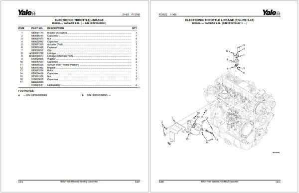 Yale Forklift GP30 VX to GLP 040SVX VERACITOR C810 Parts Service Manual 2024 2