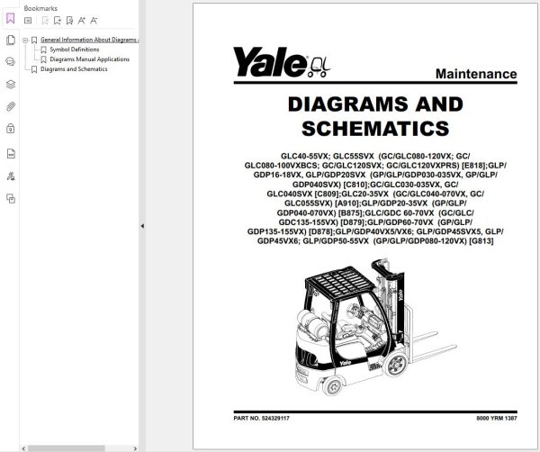 Yale Forklift GP30 VX to GLP 040SVX VERACITOR C810 Parts Service Manual 2024 3